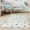 Jimri Kinderteppich DOTS l Pünktchen Gepunktet l Öko-Tex Siegel | Farbe: Beige Blau Rosa | Kinderzimmer/Jugendzimmer (Weiß, 80x150 cm) Bild 4