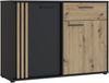 Forte CARDIGAN Kommode 120, moderne Kommode, 2-türig mit Lamellendesign, 1 Schublade, Wohn-/Schlafzimmer, Artisan Eiche Holzdekor|Schwarz, 115,8 cm breit x 82,3 cm hoch x 34,3 cm tief Bild 3