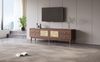TV-Schrank 180 x 35 x 44 cm aus Spanplatte in dunkler Holzoptik mit Rattantüren & 4 Schubladen Bild 2