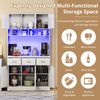 Buffetschrank 100 x 40 x 180 cm aus MDF in Weiß mit LED & Steckdosenleiste Bild 4