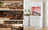 Buffetschrank 100 x 40 x 180 cm aus MDF in Weiß mit LED & Steckdosenleiste Bild 5