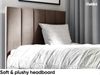 MEBLINI Kinderbett mit Bettkasten MAYA 1 90x200 Rechts – H3/Braun Samt Gepolstert Einzelbett mit Matratze - Polsterbett mit Stauraum - Bett mit Kopfteil – Stauraumbett Bild 3