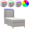 vidaXL Boxspringbett mit Matratze & LED Stoff Hellgrau 90x200 cm, Härtegrad: H2 [3138685] Bild 2