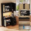 183cm Küchenanrichte, Buffet, App-gesteuerte LED-Deko-Lichter, 2 x USB, 2 x Steckdosen, verstellbare Einlegeböden, 3 Schubladen, goldene Metallgriffe, ideal für Küchen und Esszimmer. Bild 4