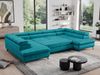 Mks Möbel 'Pedro U-Form' Ecksofa mit Schlaffunktion und verstellbaren Kopfstützen, Dunkelblau, Mikrofaser, mit Topper Bild 4