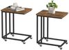 VASAGLE Beistelltisch 2er Set,Sofatisch mit Rollen, C-Form, mobiler Kaffeetisch, 35 x 50 x 60 cm, Wohnzimmertisch mit Metallgestell, für Laptop, Industrie-Design, vintagebraun-schwarz LCT644B01 Bild 5