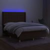 vidaXL Boxspringbett mit Matratze & LED Stoff Dunkelbraun 140x200 cm Bild 3