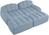 Modulares Sofa mit Ottomanen aus granuliertem Fleece, 2-Sitzer, 210x165x79 cm, blau Bild 5