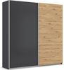 rauch Quadra, Kleiderschrank, Schiebetürenschrank, 2-türig, mit 2 Kleiderstangen und 4 Einlegeböden, Farbe Grau metallic/Eiche Artisan, BxHxT 226x229x61cm Bild 3