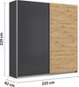 rauch Quadra, Kleiderschrank, Schiebetürenschrank, 2-türig, mit 2 Kleiderstangen und 4 Einlegeböden, Farbe Grau metallic/Eiche Artisan, BxHxT 226x229x61cm Bild 4