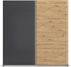 rauch Quadra, Kleiderschrank, Schiebetürenschrank, 2-türig, mit 2 Kleiderstangen und 4 Einlegeböden, Farbe Grau metallic/Eiche Artisan, BxHxT 226x229x61cm Bild 2