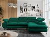 Mks Möbel 'Peter L-form' Ecksofa mit Bettfunktion, Bettkasten & einstellbaren Kopfstützen, Dunkelgrün, Velours, mit Topper, rechts Bild 1