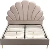 Vente-unique - LIVAYA Bett SamtStoff Beige - B 205 cm x H 140 cm x L 166 cm Bild 4