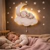 COZYCOLLECTIONS LED Wandleuchte Hase Mond Wolke LED-Nachtlicht Kinderzimmer, LED, Warmweiß, Montessori-inspiriertes Nachtlicht in sanften Naturtönen Bild 2