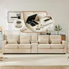 Big-Sofa, 4-Sitzer inkl. loser Zier- und Rückenkissen, Zwischentisch, USB-Anschlüssen, Polstersofa, Wohnzimmersofa, Leinen Bild 3