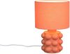 Retro LED Tischlampe mit Keramikfuß & Stoffschirm Orange, Höhe 30cm Bild 2