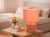 Retro LED Tischlampe mit Keramikfuß & Stoffschirm Orange, Höhe 30cm Bild 5