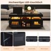 Merax Hochglanz-Couchtisch, mit per mobiler App steuerbaren LED-Leuchten, Wohnzimmertisch mit Schrank, Sofatisch mit Ladeanschluss und steckdose, Schwarz Bild 5