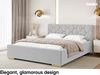MEBLINI Polsterbett 180x200 ohne Lattenrost ohne Matratze – VERSAL – Hellgrau Samt – Doppelbett ohne Bettkasten - Stauraumbett - Kopfteil Bett ohne Stauraum Bild 3