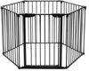 Klappbarer Kaminschutzgitter mit Sicherheitstür & Wandhalterung Metall Laufgitter Ofenschutzgitter Schwarz Bild 2