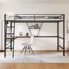 Hochbett mit L-Schreibtisch & Regal, 90x200 cm, Metall/MDF, Schwarz, ohne Matratze Bild 4