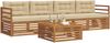vidaXL Outdoor-Sofagarnitur mit Kissen 5 pcs Natur und Beige 3372963 Bild 3