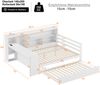 Multifunktionales Massivholz-Schlafsofa mit Ausziehbett, Regalen & USB-Steckdose, Doppelbett mit Stauraum,Weiß Bild 5