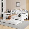 Multifunktionales Massivholz-Schlafsofa mit Ausziehbett, Regalen & USB-Steckdose, Doppelbett mit Stauraum,Weiß Bild 4