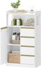 Badezimmerschrank, Küchenschrank, Aufbewahrungsschrank mit 4 Schubladen und Offenem Regal, Badschrank Hoch, Verstellbare Ablage, für Badezimmer, Wohnzimmer, Weiß, 29 x 60 x 110 cm Bild 2