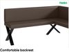 MEBLINI Eckbank für Esszimmer mit ausziehbarem Tisch - Küchenbank - Essecke - Sitzecke Küche - TONI - X-Beine 128x168x87cm Rechts - Braun Kunstleder/M Weiß Matt Bild 5
