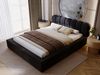 GRAINGOLD Plaza Polsterbett 120x200, Doppelbett mit Bettkasten, gepolstertes Kopfteil, Velour-Stoff, Schwarz Bild 4