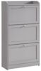 Vasagle Schuhschrank, 3 Klappen, Trennwand verstellbar, für bis zu 18 Paar Schuhe, Holz taubengrau, 24 x 60 x 108 cm Bild 2