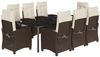 vidaXL 9-tlg. Garten-Essgruppe mit Kissen Braun Poly Rattan 3212781 Bild 2