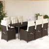 vidaXL 9-tlg. Garten-Essgruppe mit Kissen Braun Poly Rattan 3212781 Bild 1