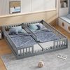 Doppelbett 90x200 cm mit Sicherheitsgitter, Doppel-Schlafplatz, Bodenbett aus Kiefernholz ,ohne Lattenrost,Grau Bild 4