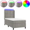 vidaXL Boxspringbett mit Matratze & LED Hellgrau 90x200 cm Samt 3139781 Bild 2