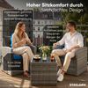 STEELSØN 'Selaria' Polyrattan Sitzgarnitur 3-tlg, Gartenmöbel Set aus 2 Stühlen und Tisch, Sitzgruppe inkl. Kissen, grau-meliert, wetterfest für 2 Personen Bild 4