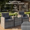 STEELSØN 'Selaria' Polyrattan Sitzgarnitur 3-tlg, Gartenmöbel Set aus 2 Stühlen und Tisch, Sitzgruppe inkl. Kissen, grau-meliert, wetterfest für 2 Personen Bild 3