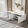 TV-Lowboard aus Spanplatte mit 4 Türen, Push-to-Open, 170x38x44 cm, Weiß/Gold Bild 5
