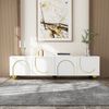 TV-Lowboard aus Spanplatte mit 4 Türen, Push-to-Open, 170x38x44 cm, Weiß/Gold Bild 1