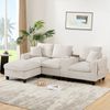 L-Sofa Cord 4-Sitzer mit Mittelkonsole USB Ladeanschluss Getränkehalter Stauraum Hocker Couch Wohnzimmer,Beige Bild 5