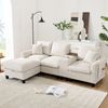 L-Sofa Cord 4-Sitzer mit Mittelkonsole USB Ladeanschluss Getränkehalter Stauraum Hocker Couch Wohnzimmer,Beige Bild 3