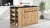 Vente-unique - MEILI Küchenmöbel Holz, Platte SchwarzBeige - B 65 cm x H 90 cm x L 130 cm Bild 2