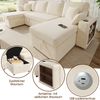 Merax U‑förmiges Ecksofa mit Schlaffunktion, ausziehbares Schlafsofa, integrierter Stauraum, doppelte Chaiselongue mit verstecktem Stauraum, Becherhalter, USB‑Ladeanschluss und Armlehnen‑Ablage, Beige Bild 5