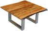 KAWOLA Couchtisch LORE massiv mit Baumkante Fuß silber 42 x 80 x 80 cm Bild 3