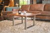 KAWOLA Couchtisch LORE massiv mit Baumkante Fuß silber 42 x 80 x 80 cm Bild 2