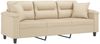 vidaXL 3-Sitzer-Sofa mit Kissen Creme 180 cm Mikrofasergewebe 3200981 Bild 3