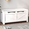 Schuhbank, 100 cm Sitzbank mit Stauraum, Sitztruhe, 2 Sicherheitsscharniere, Aufbewahrungsschrank, für Flur, Wohnzimmer, X Stabiler Rahmen mit Überdachung, weiß Bild 5