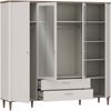 Forte LACETTI Kleiderschrank 200 210, eleganter Schrank mit Spiegel, 4-türig, 2 Schubladen, hohe Beine, Kaschmir|Beige|Valencia Eiche Holzdekor, 209,5 cm breit x 200,5 cm hoch x 52,7 cm tief Bild 4