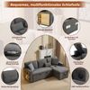 Ecksofa Bett Dunkelgrau aus Oxford-Stoff, ausziehbar mit Regal & USB, 215x131x85 cm Bild 5
